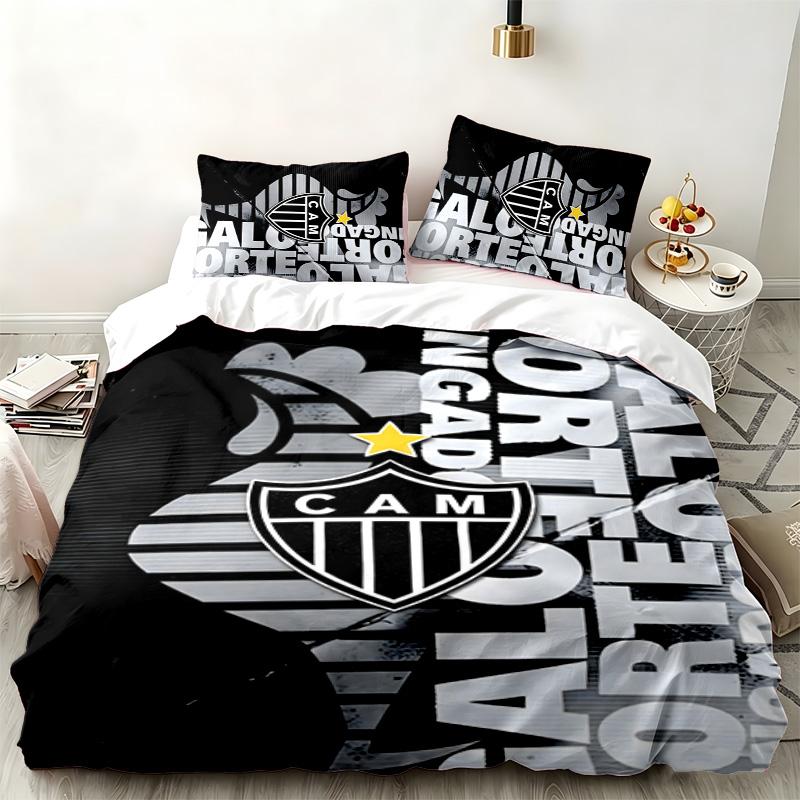 Clube Atletico Mineiro 3pc set Perfect for bedroom use Comfortable bedding set includes a duvet cover and two pillowcases Ideal birthday or Christmas 