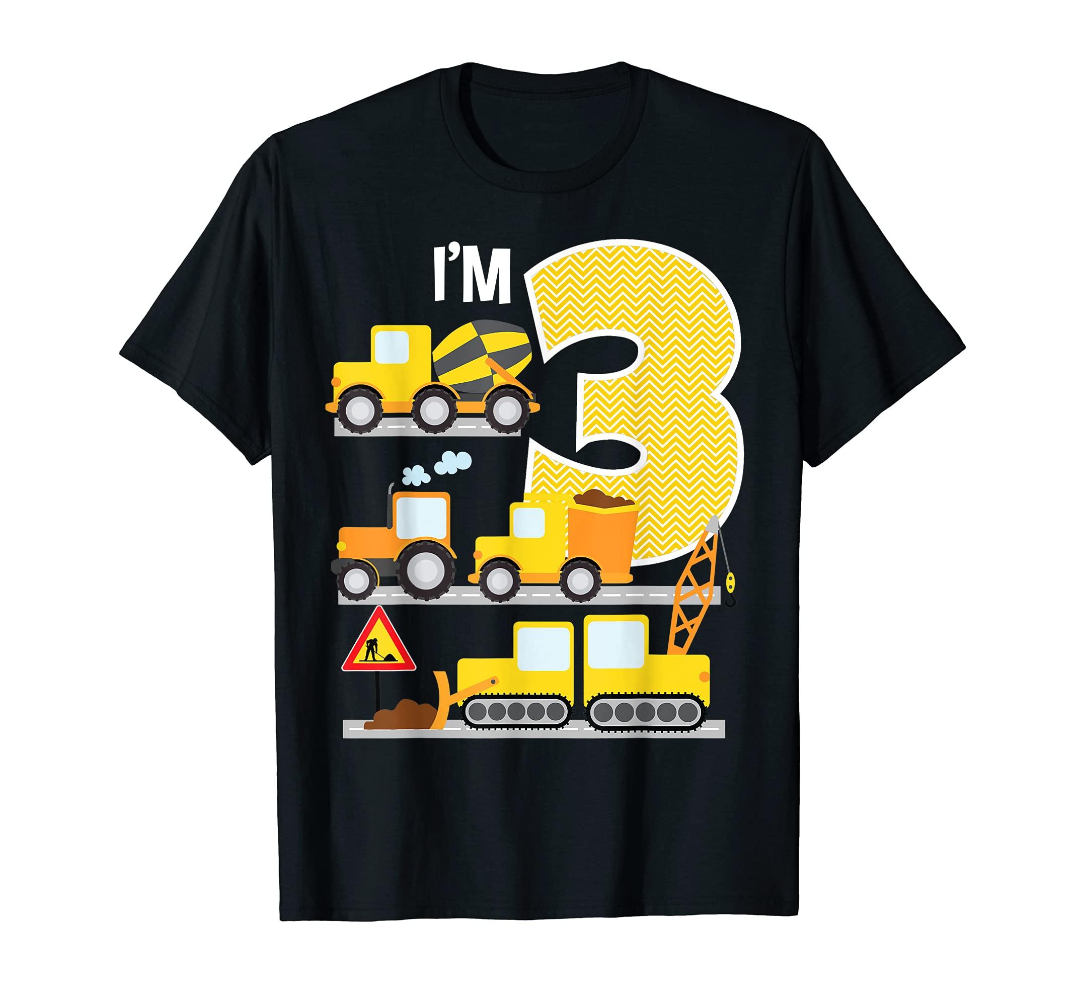 

Construction 3rd Birthday Dump Truck Tractor Bulldozer Mixer T-shirt