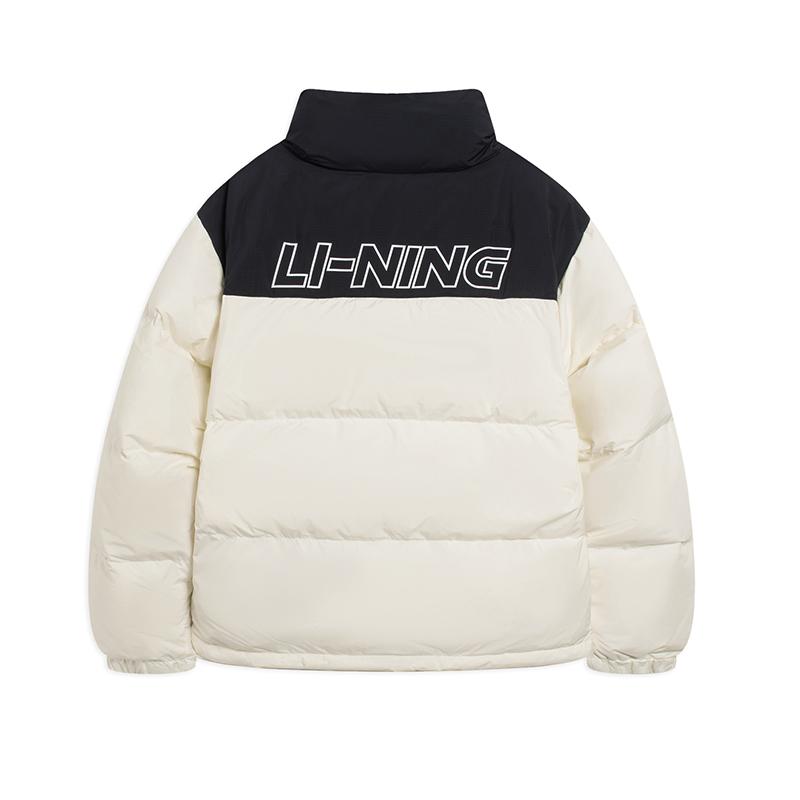 Li-Ning Outdoor Thickened Warm Lock Temperature Cold Resistant Water Repellent Stand Collar Loose Zipper Down Jacket Unisex Jacket White YYMU165-1