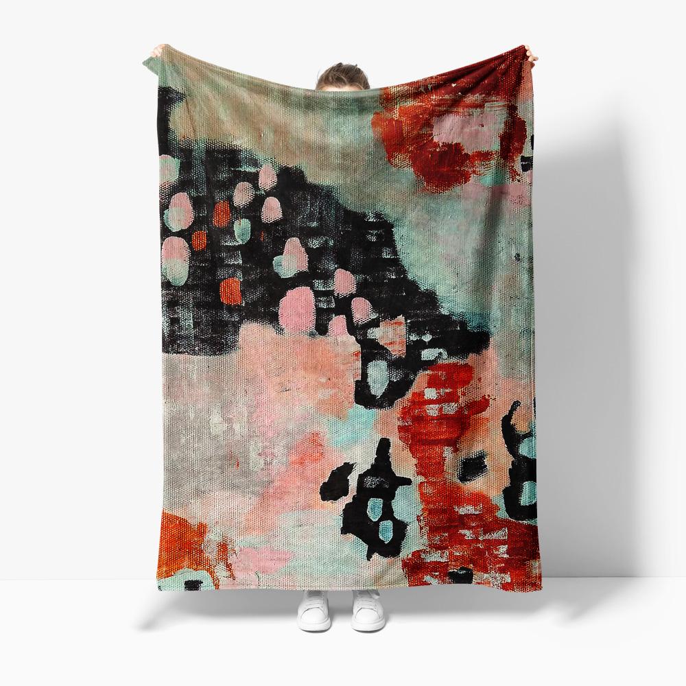 Abstract Watercolor Paint Splatter Blanket Soft Cozy Throw Blanket for Sofa Bed Living Room Decorative Throw Cushion Cover 75x90cm