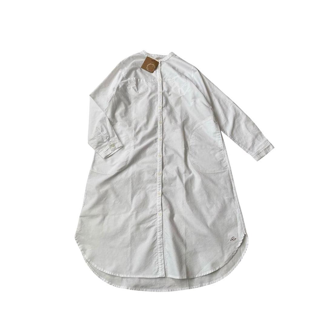 New Earth Eco Loco Cotton band collar long shirt dress