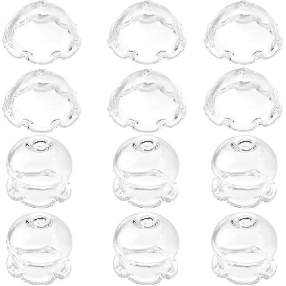 SUNNYCLUE 1 Box 20Pcs 2 Sizes Glass Flower Bead Caps Wind Chimes Beads Transparent Clear Jellyfish Trumpet Floral Wind Bell Loose Pendants for