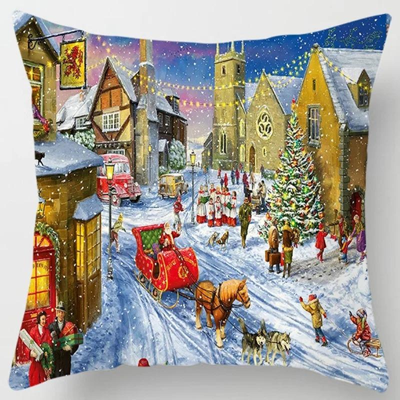 

Наволочки с рождественской тематикой Аксессуары для автомобиля Офис Санта-Клаус Гостиная Диван Домашние наволочки 40x40cm