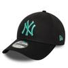 New Era 9FORTY Logo Baseball Cap (JP, Alphabet, Free Size, NY-Black/Blue-Green) [Parallel Import]
