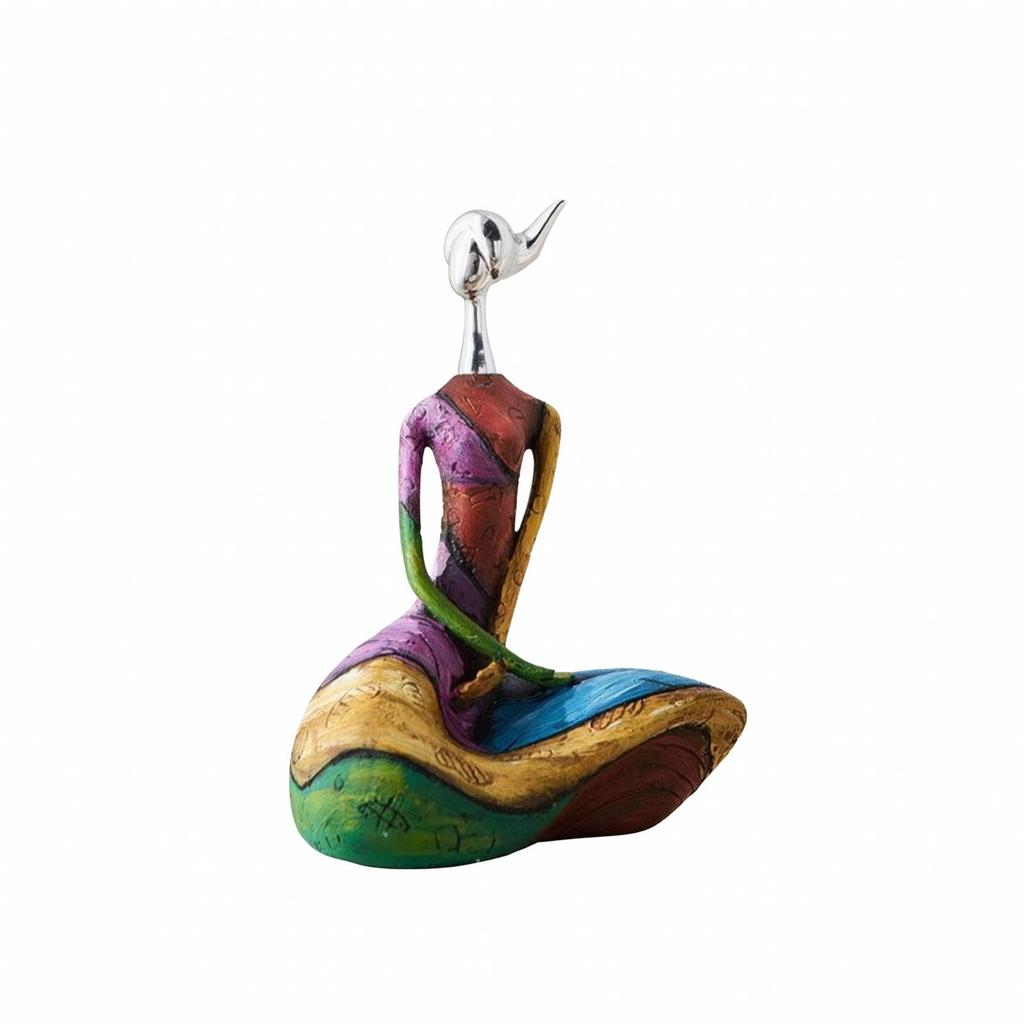 Meditation Figurine Artistic Female Multicolored for Shelf