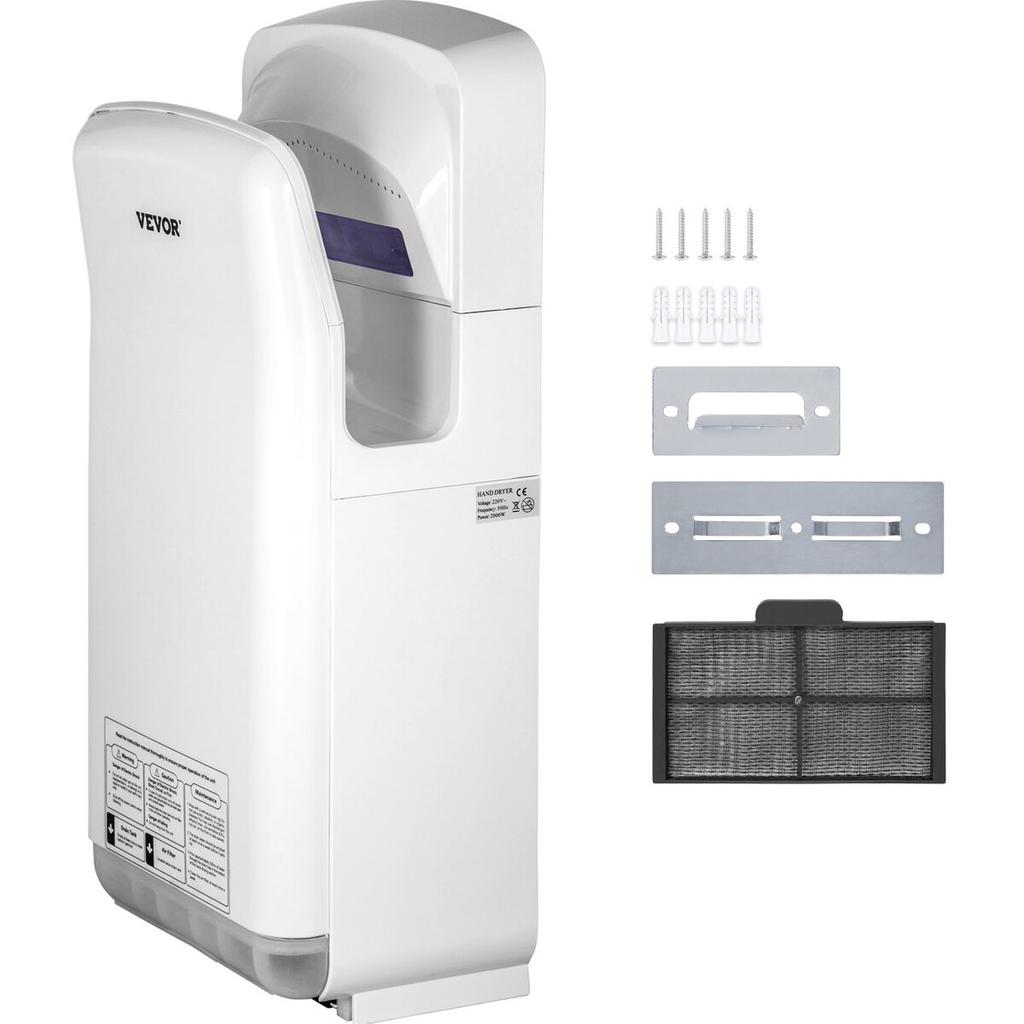 Jet Hand Dryer, Premium Electric Commercial Blade Hand Dryer, ABS Air Dryer Hand with HEPA Filtration Wall Mount Hand Dryer, 2000W 220V Vertical Hand