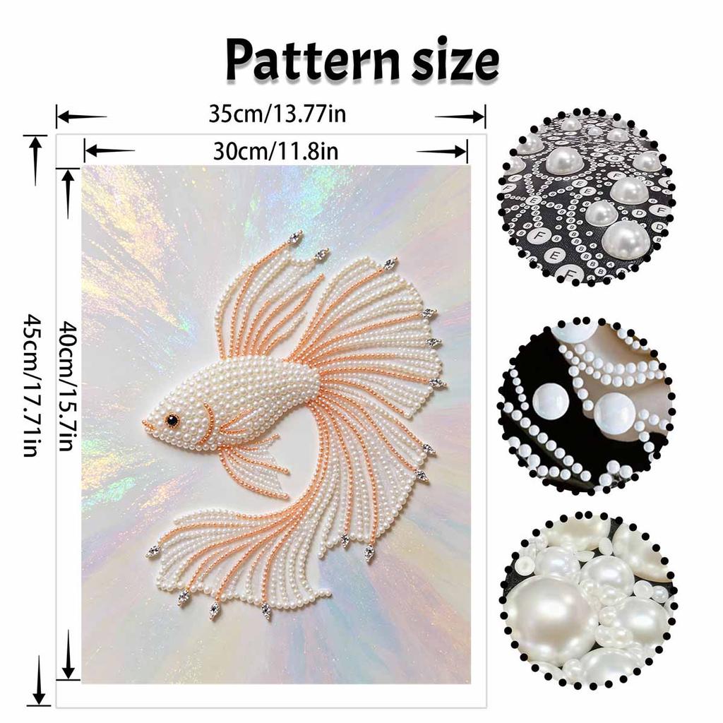 5D Round Pearl Painting Kit Elegant Betta Fish Pattern DIY Handmade Rhinestone Art Home Interior Decor Gift