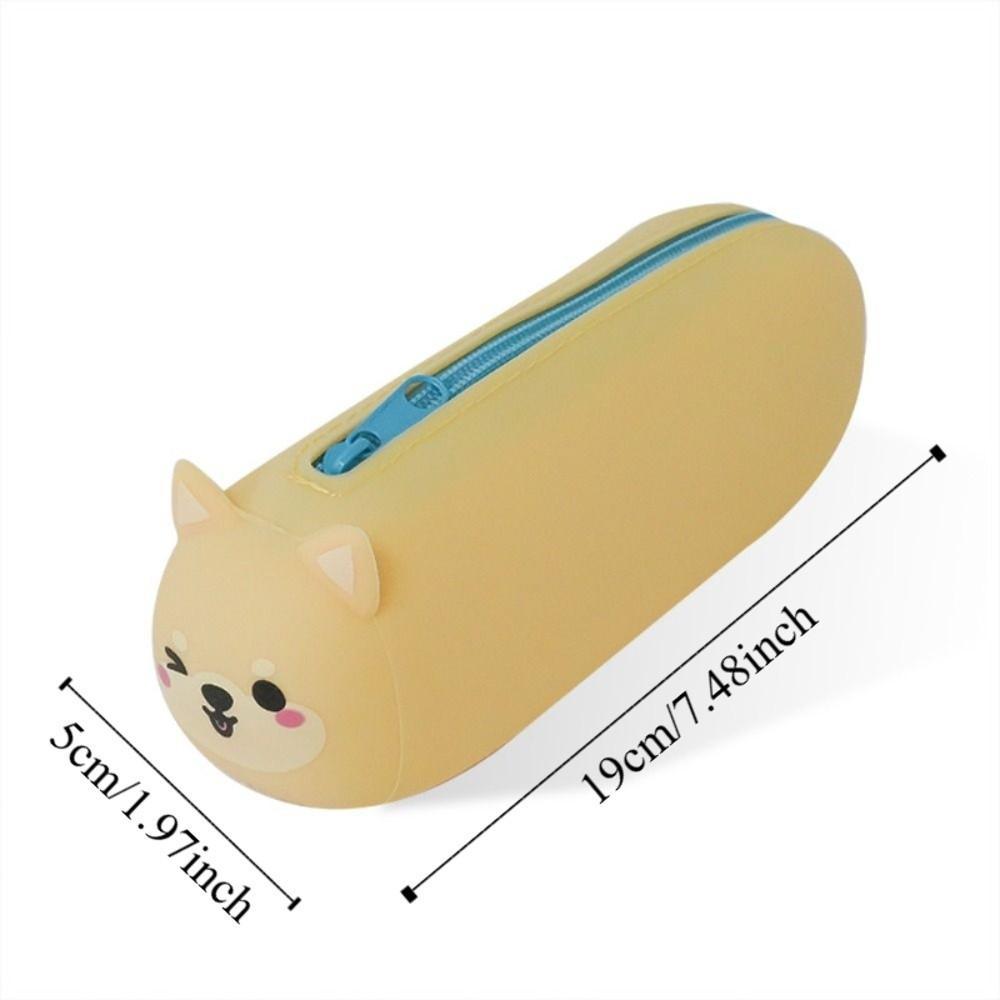 Large Capacity Portable Stationery Box Soft Texture Cartoon Animal Pencil Case  Daily Use