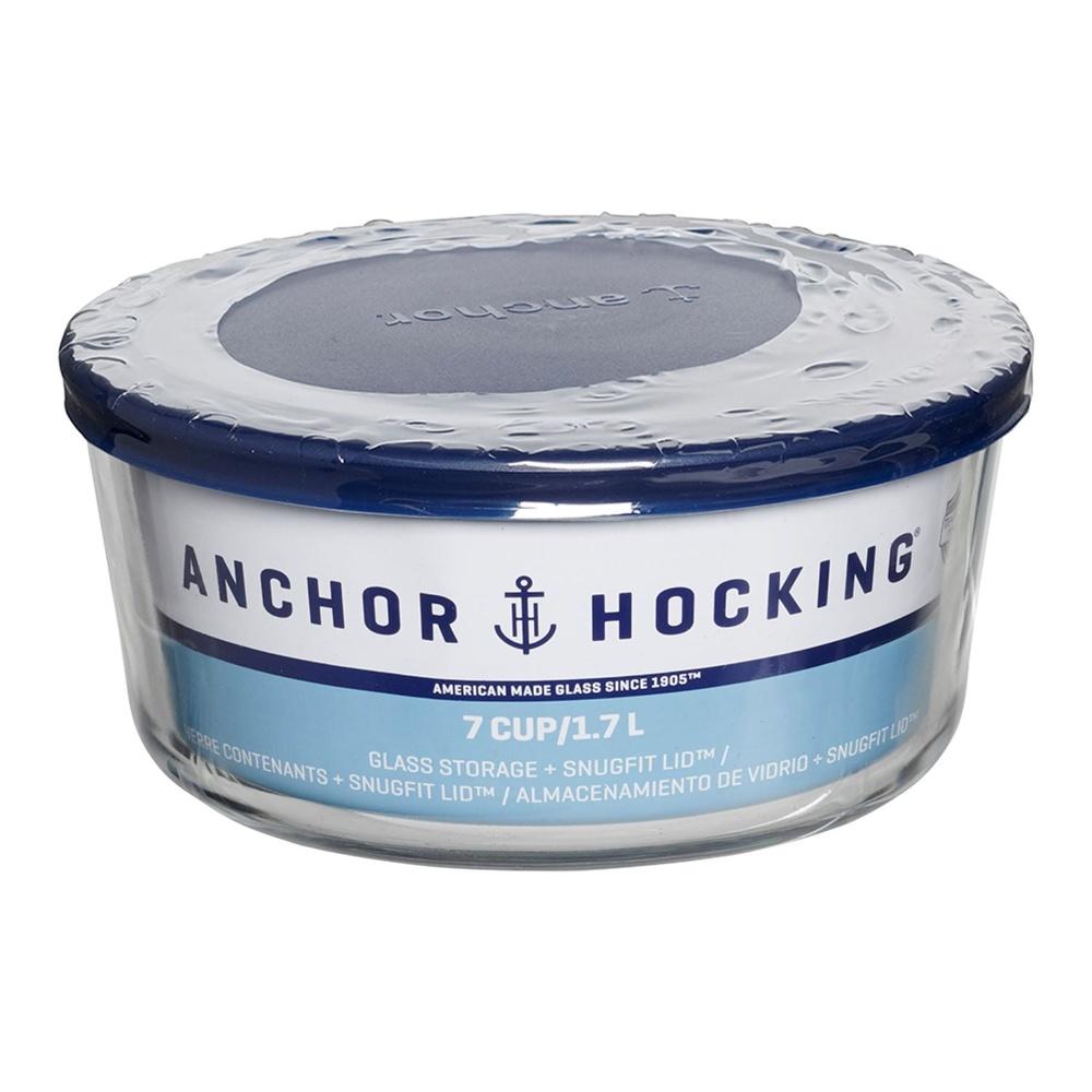 2 Pack 7 Cup Glass Food Storage Containers with SnugFit Lid Microwave Dishwasher Safe Round Kitchen Jars Healthy Durable