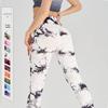 Bezešvé legíny na jógu s vysokým pasem a batikou - Zeštíhlující, design broskvového pozadí, vysoká elasticita, trendy fitness kalhoty.