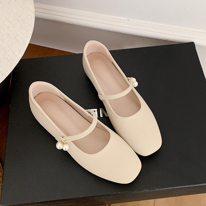 Mary Jane Shoes Women's 2025 New Pearl Soft Sole Shallow Mouth Inner Height Increase New Chinese Single Shoes Sweet Wind 3233 Single Shoes