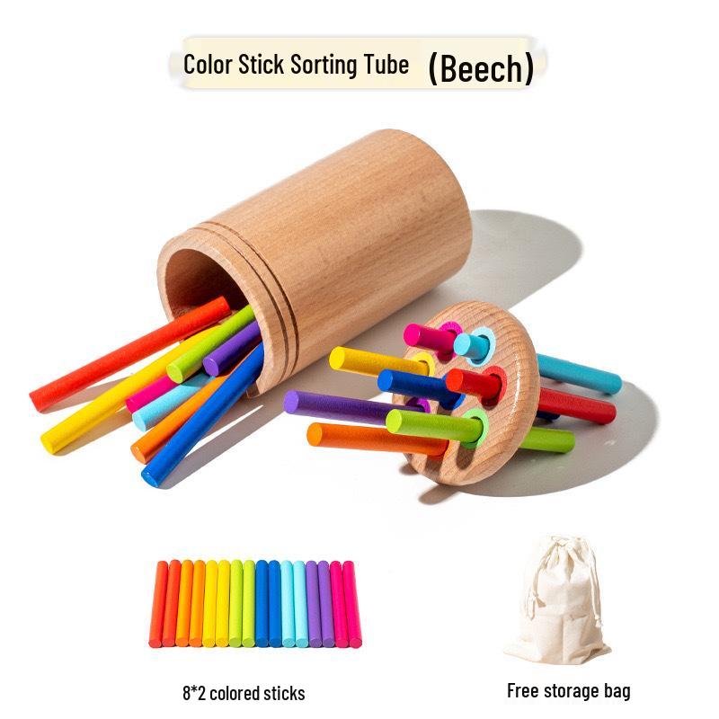 Montessori Wooden Color Sorting Cups for Toddlers 1-3 Years – Educational Kindergarten Toy for Color Recognition