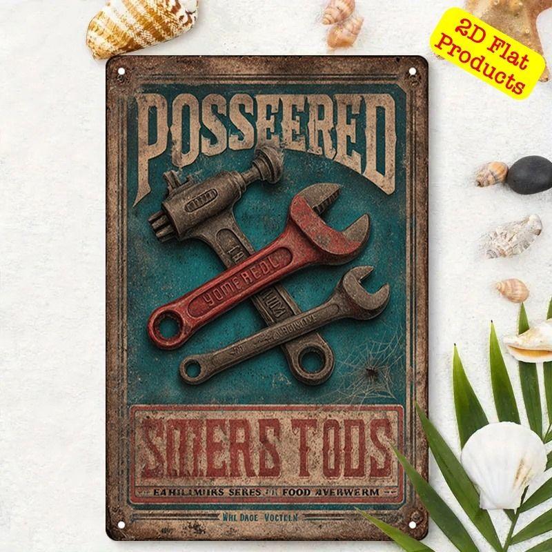 Vintage Garden Tools Metal Painting for Balcony Garage & Garden Decor