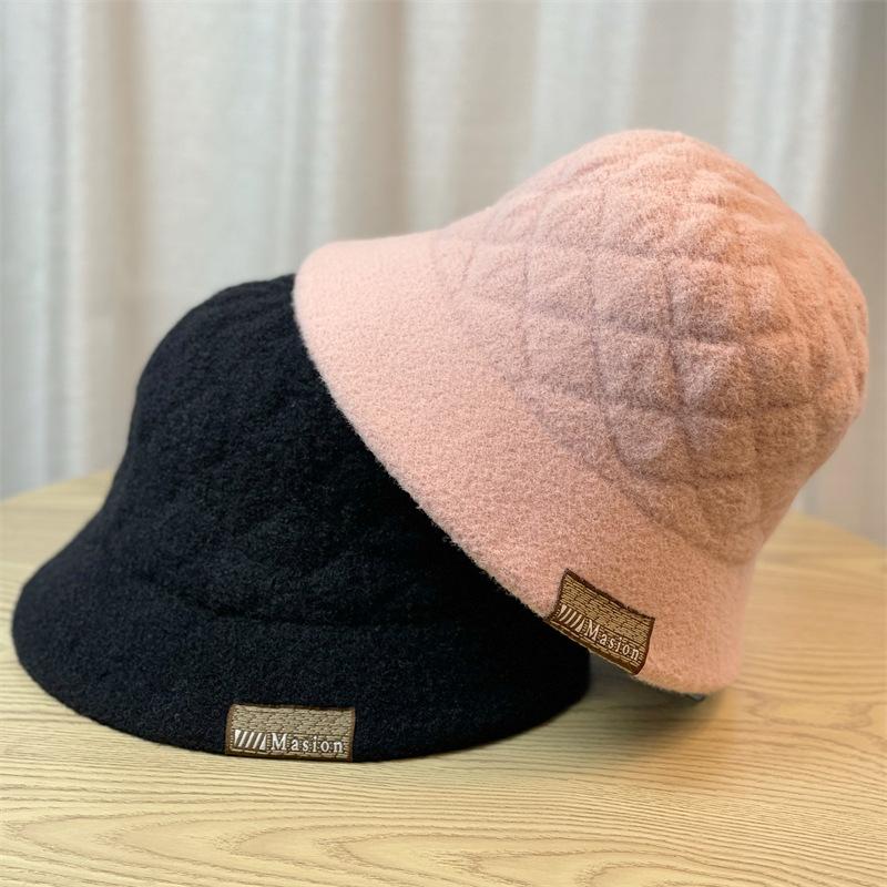 New Winter Bucket Hat Women's Fashion Twist Pleated Warm Bucket Hat Solid Color Cold Hat
