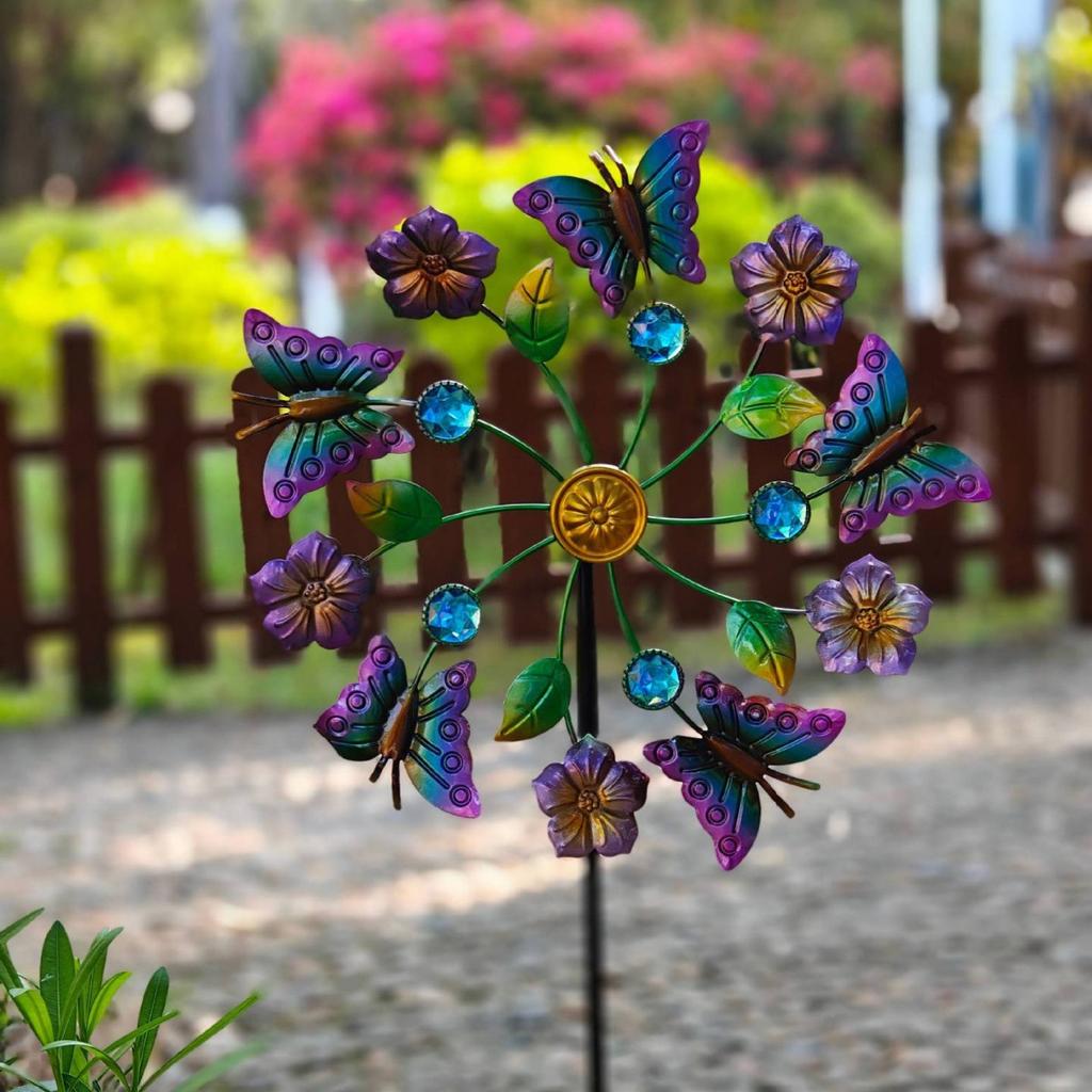 Iron Windmill Outdoor Garden Villa Metal Ground Plug Crafts Flower Insert Decoration Ornament
