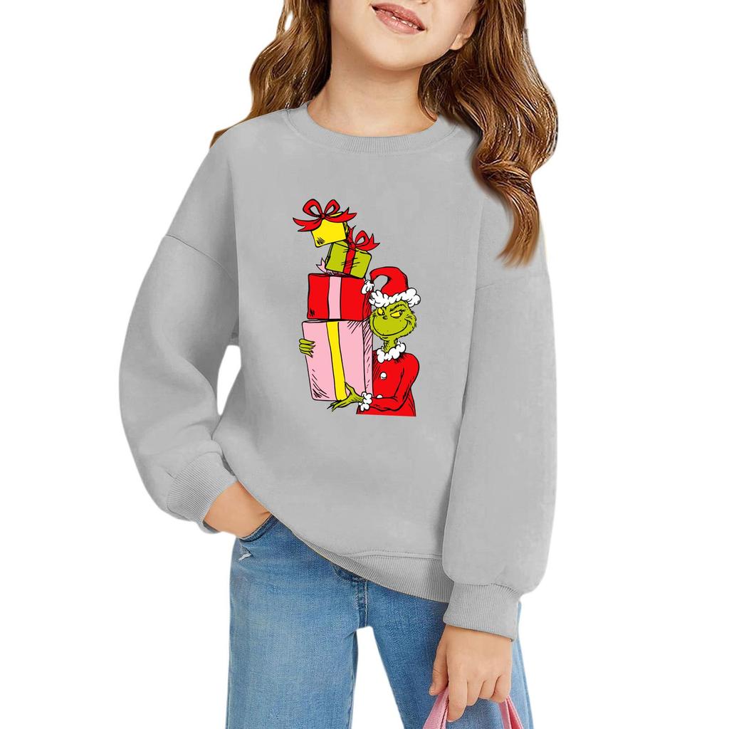 Christmas Day Girls Round Neck Pullovers For Kids Printed Baby Tops