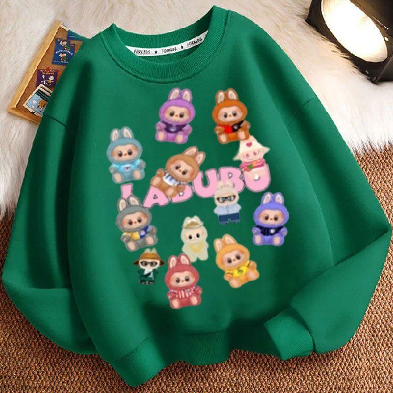 Moletons Fofos de Gola Redonda para Crianças, Moletons Casuais de Manga Comprida da Moda para Meninos e Meninas na Primavera e no Outono