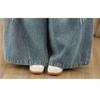 DIMANAF 2026 Summer New Plus Size Jeans Women Elastic Waist Long Pants Loose Casual Denim Cotton Trousers Blue Pants