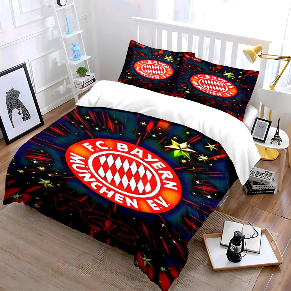 Bayern Munich Logo Bedding Set Bedding Duvet Cover Set Duvet Cover Pillowcases Home Decor (1 * Duvet Cover 2 * Pillowcases, Without Duvet Insert)