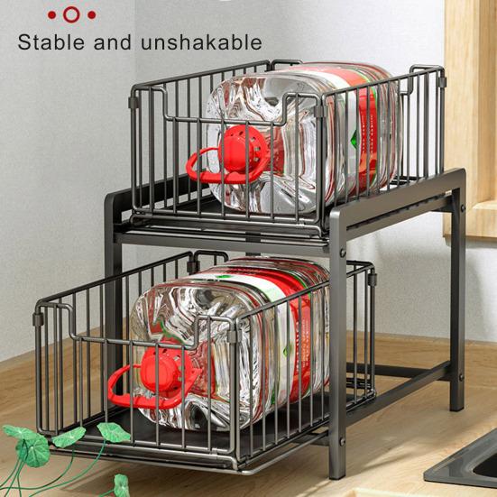 2patrový koš Zásuvka Organizér Úložný regál Velká kapacita Silná nosná Nerezová Posuvná police na pracovní desku