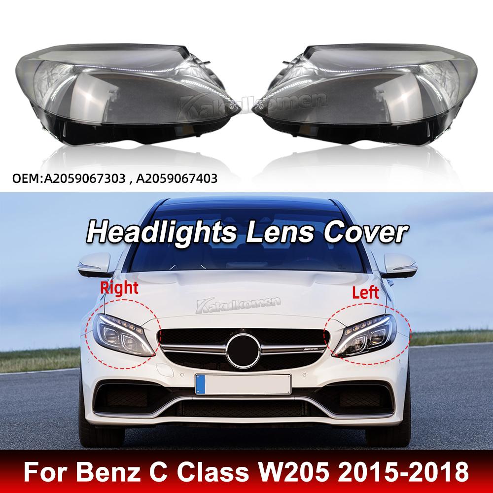 L / R Car Headlamp Cover Transparent Lampshade Headlight Lens Shell For Mercedes Benz W205 2015-2018