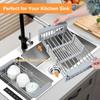 Multipurpose Dish Organizer Stainless Steel Dish Washing Shelf Sink Cleaning Basket  Fruits