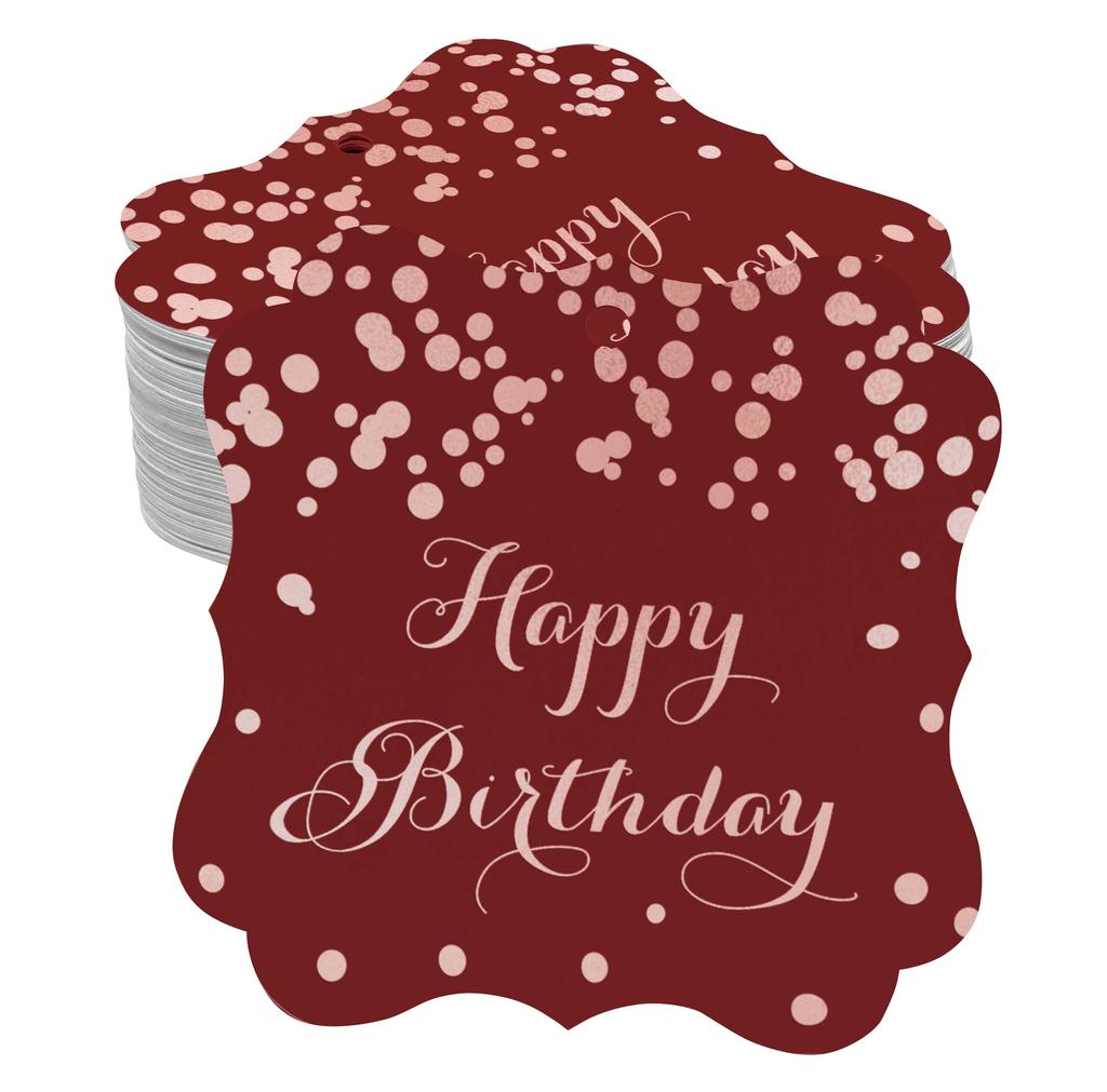 Inkdotpot Real Gold Foil Bracket Shape Paper Hang Tags Happy Birthday Favor Tags Pack Of