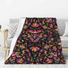 Custom Sofa Fleece Mexican Flowers Art Pattern Throw Blanket Warm Flannel Blankets for Bed Car Sofa Quilt