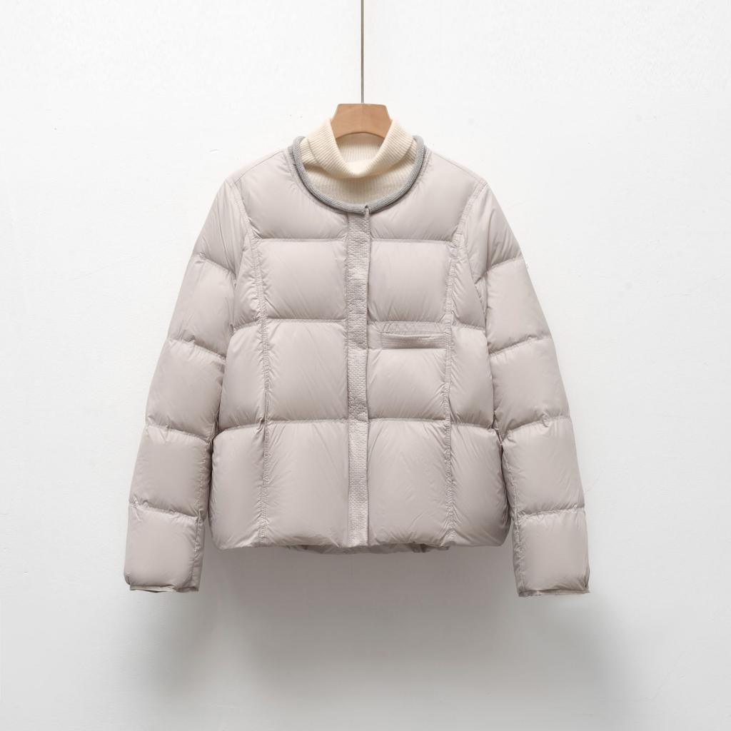 Down Duck Down Jacket Women's Loose Casual Round Neck Winter Solid Color Simple Versatile Short Coat