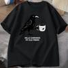 Vintage Crow Coffee T Shirt Halloween TShirt Fall Tee Women Unisex Tops Creative Crew Neck Tees Short Sleeve Loose TShirt Tops
