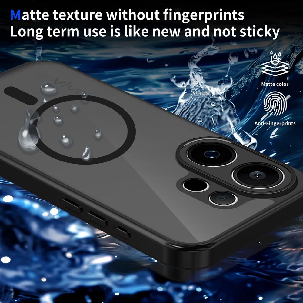 KEYSION Magnetic Phone Case for VIVO V60 Soft Silicone+PC Matte Translucent Clear Shockproof Back Cover for VIVO V60 5G