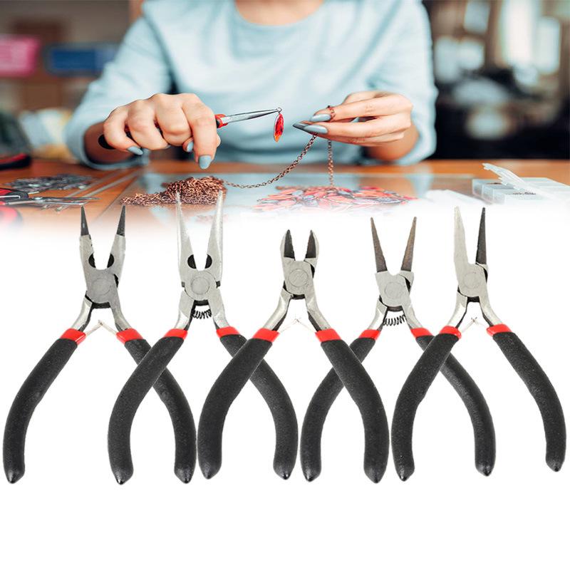 Stainless Steel Handmade Jewelry Tools: Needle Nose Pliers, Diagonal Pliers, Curved Needle Pliers for Bracelet and Necklace Making.