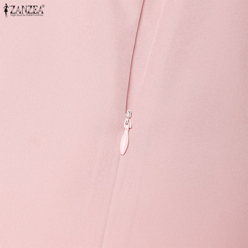 ZANZEA Women Casual Round Neck Summer Lace Patchwork Short Sleeve Dress