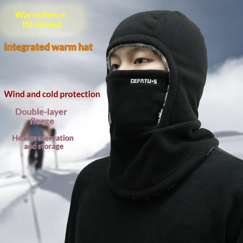 Fleece Balaclava Cycling Cap Cold-proof Windproof Warm Hood And Hat Thicken Thermal Ski Windproof Cap Women Men