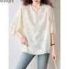 MODIQUE Spring Summer Plus Size New Women Loose Vintage Solid Minimalist Blouse Shirts Female Casual Oversize Folk Short Sleeve O-Neck Top