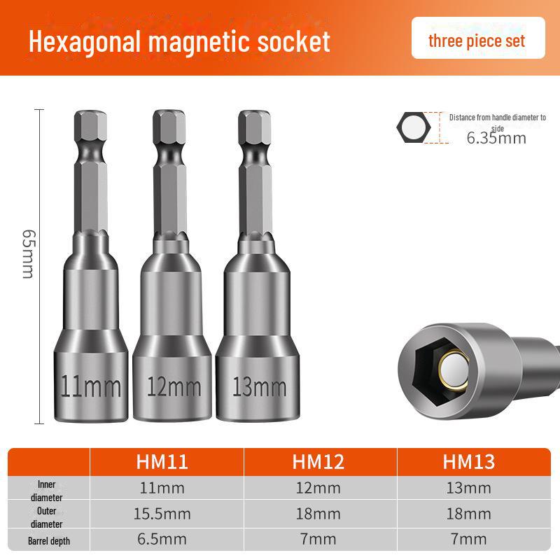 8mm Magnetic Hex Socket Head Drill and Wrench Tool Set