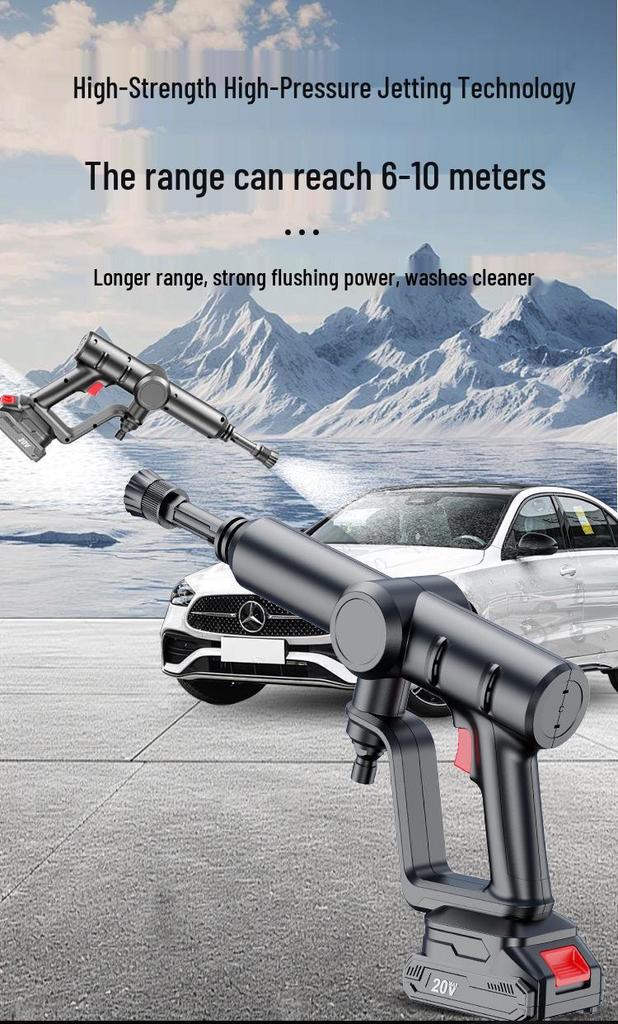 Rechargeable Portable High-Pressure Car Wash Spray Gun - Wireless Lithium Battery Powered