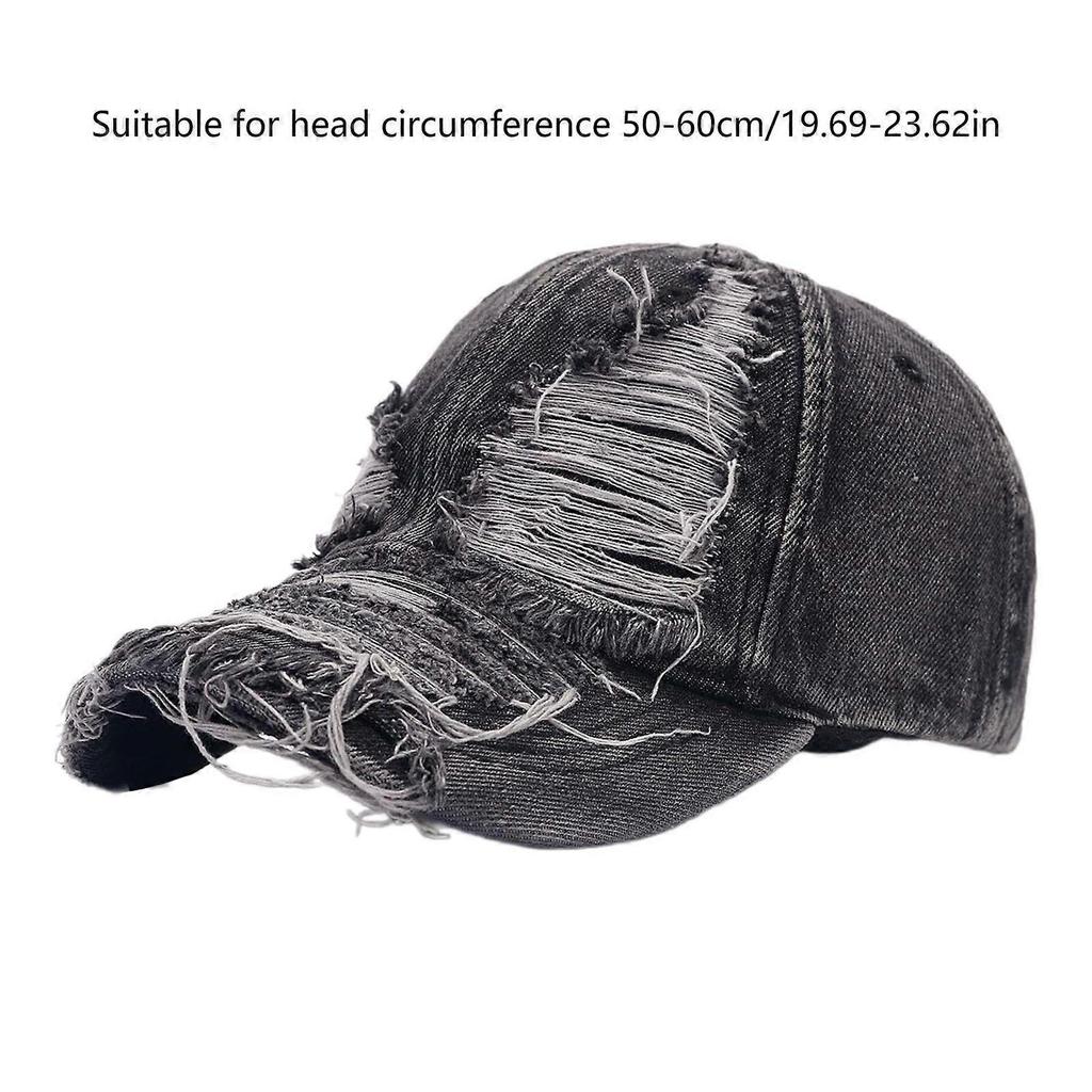 Popular WashedFabric Baseball Hat Distress Baseball Hat Women Beach Hat Photowear Sun Hat Outdoor Sport Camping Hat Black