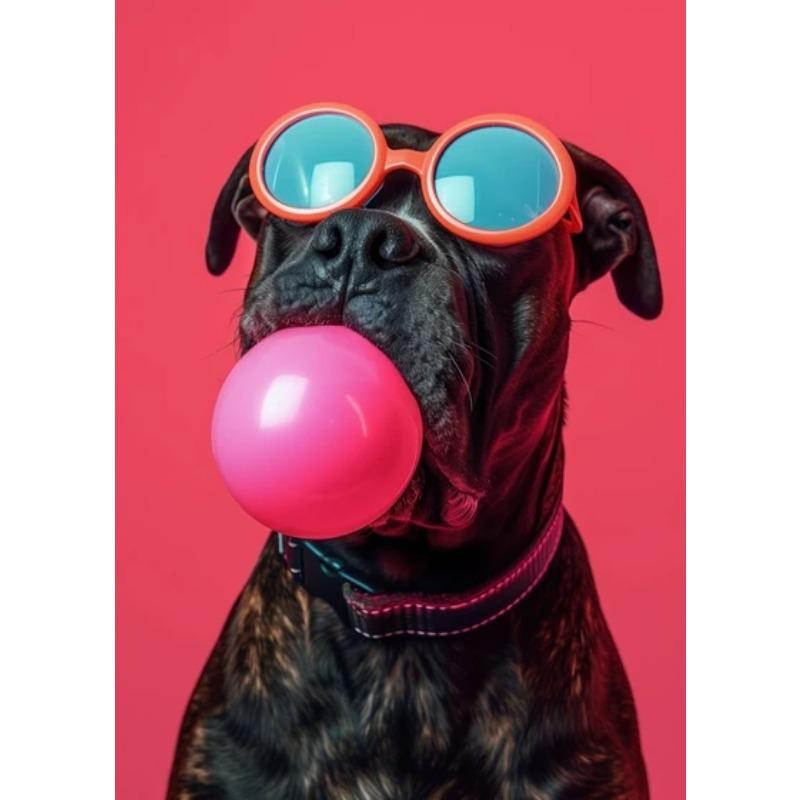 Zvířata Vtipné Tisky Pes Barevné Žvýkačkové Sluneční Brýle Plakát Samojed Francouzský Buldoček Malba na Plátno Nástěnné Umění Obrázek Domácí Dekorace