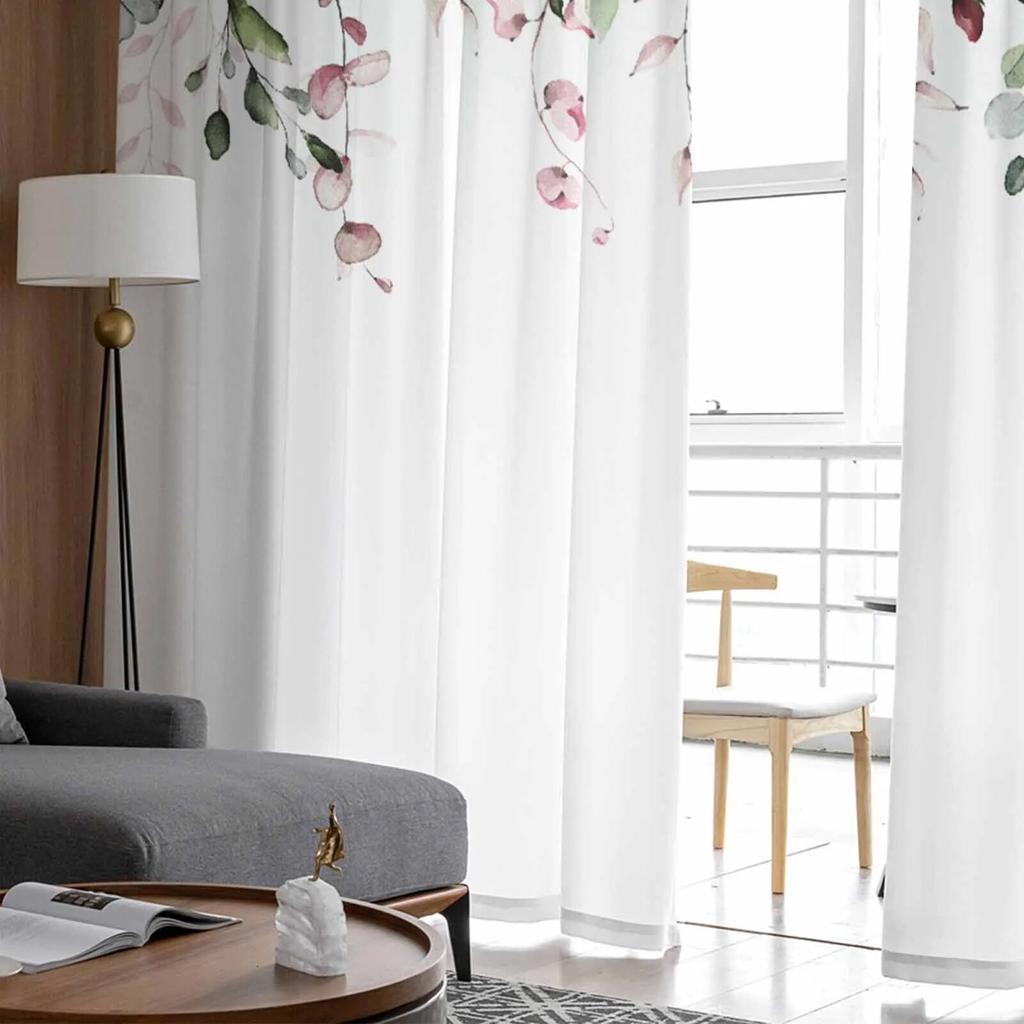 Valentine'S Day Pink Rose Flower Plant Sheer Curtains For Living Room Kitchen Window Curtains Bedroom Tulle Voile Curtains