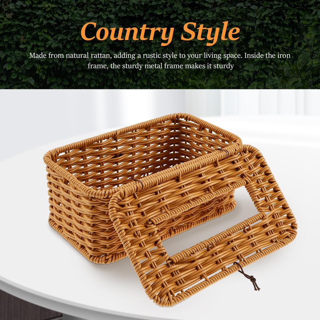 Rattan Taschentuchbox Rechteckige Taschentuchbox mit Klappdeckel Aufbewahrungsbox für Zuhause Wohnzimmer Küche Büro Badezimmer Dekoration