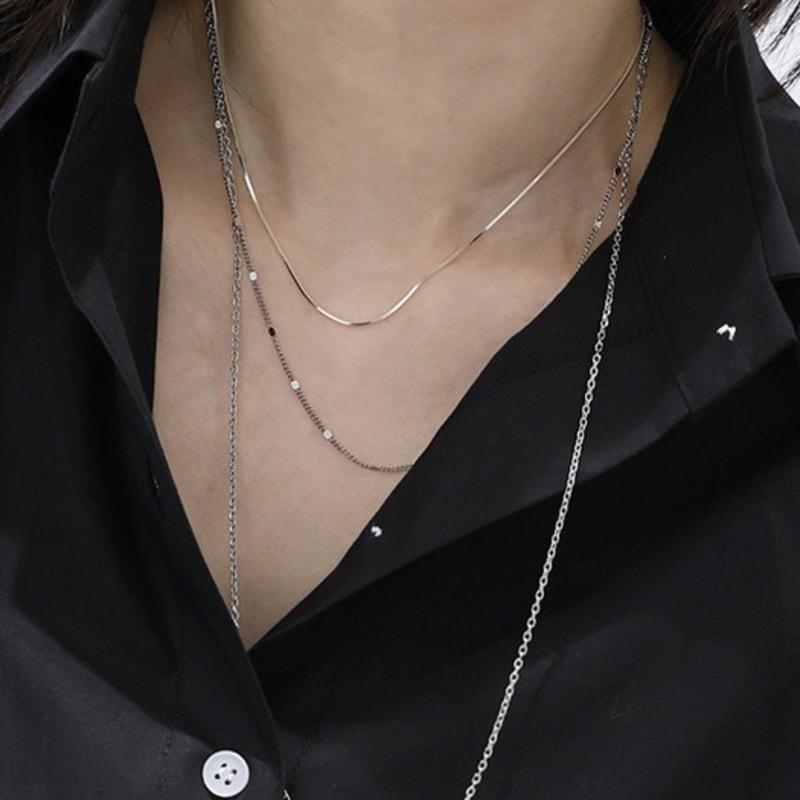 ctwins SURGICAL STEEL CHAIN LAYERED NECKLACE