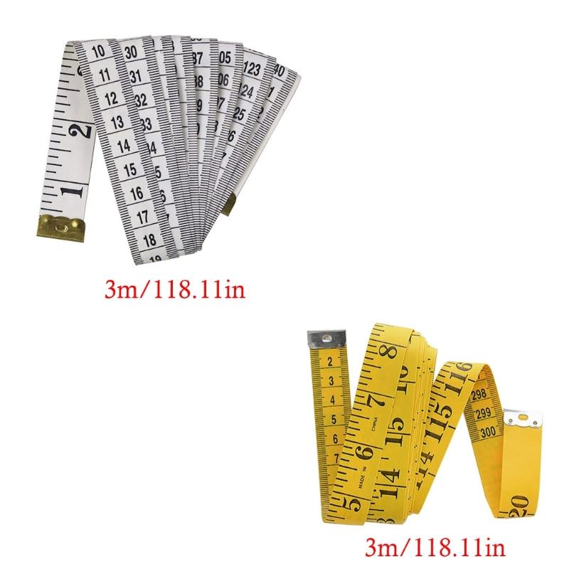 300CM PVC Fiber Tape Measure Soft Flexible Sturdy Sewing Ruler For Tailoring Crafts DIY Projects