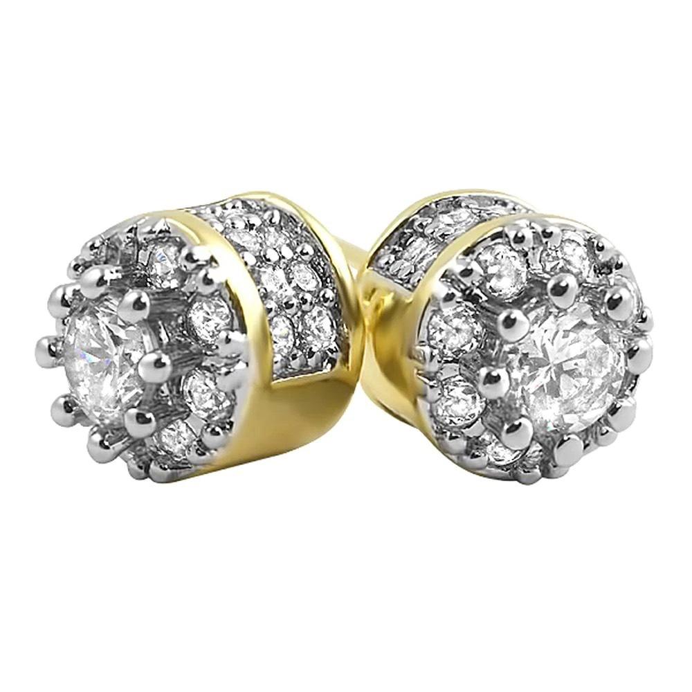 

New Fashion Hip Hop Earrings For Women Punk Style Iced Out Bling Cubic Zirconia Gold Color Ear Piercing Screw Stud Gifts OHE174