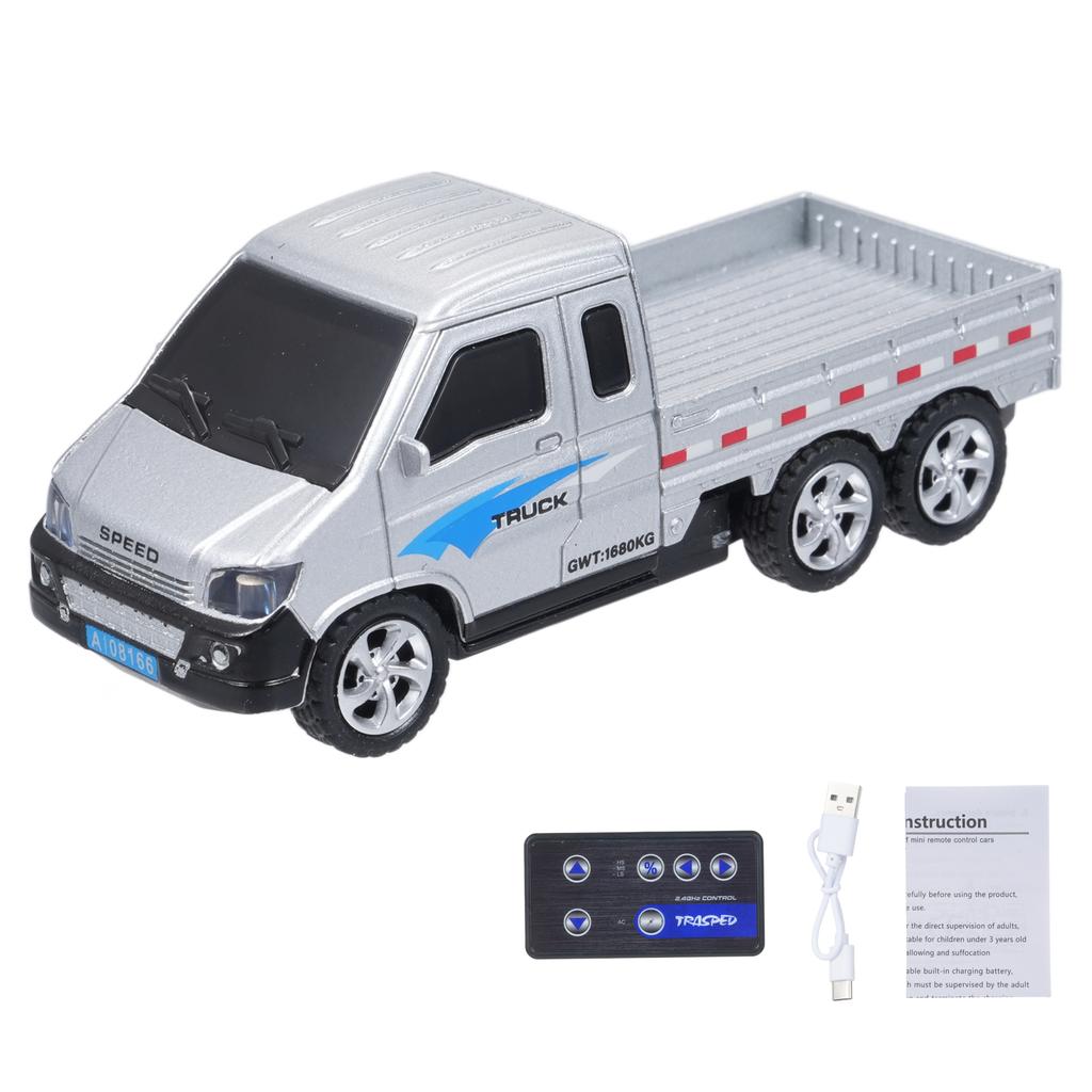 Mini Remote Control Truck, 2.4Ghz Alloy Electric Vehicle with Lights, App Controlled Toy for Boys Ki