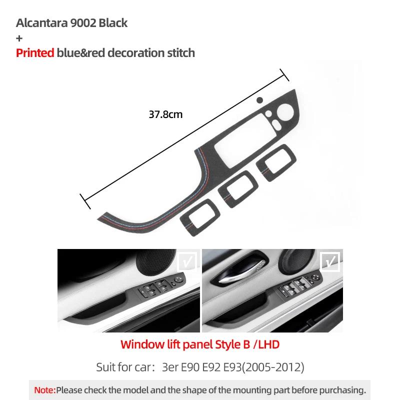 Betterhumz Car Door Armrest Window Switch Panel Sticker Trim for BMW E90 E91 E92 E93 325 2005-2012 Made of Alcantara Accessories