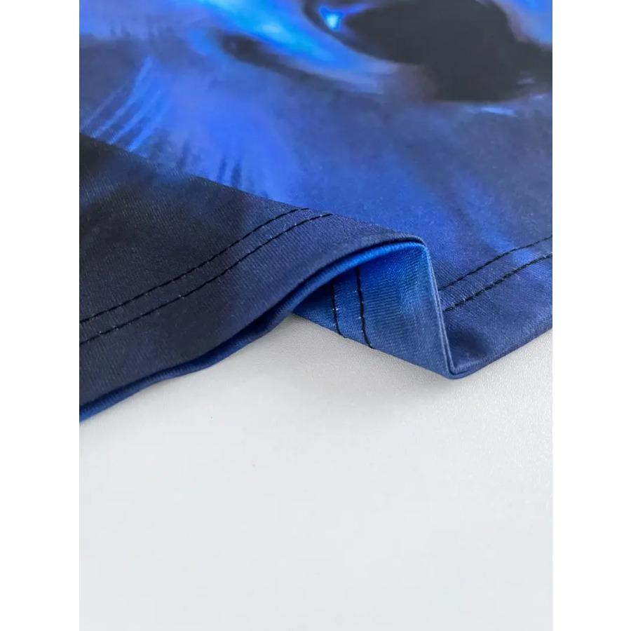 3D Wolf Pattern Print Crew Neck Long Sleeve Active T-Shirt - Comfy Casual Tee for Spring Summer Autumn - Mens Graphic Design Clothing Tops