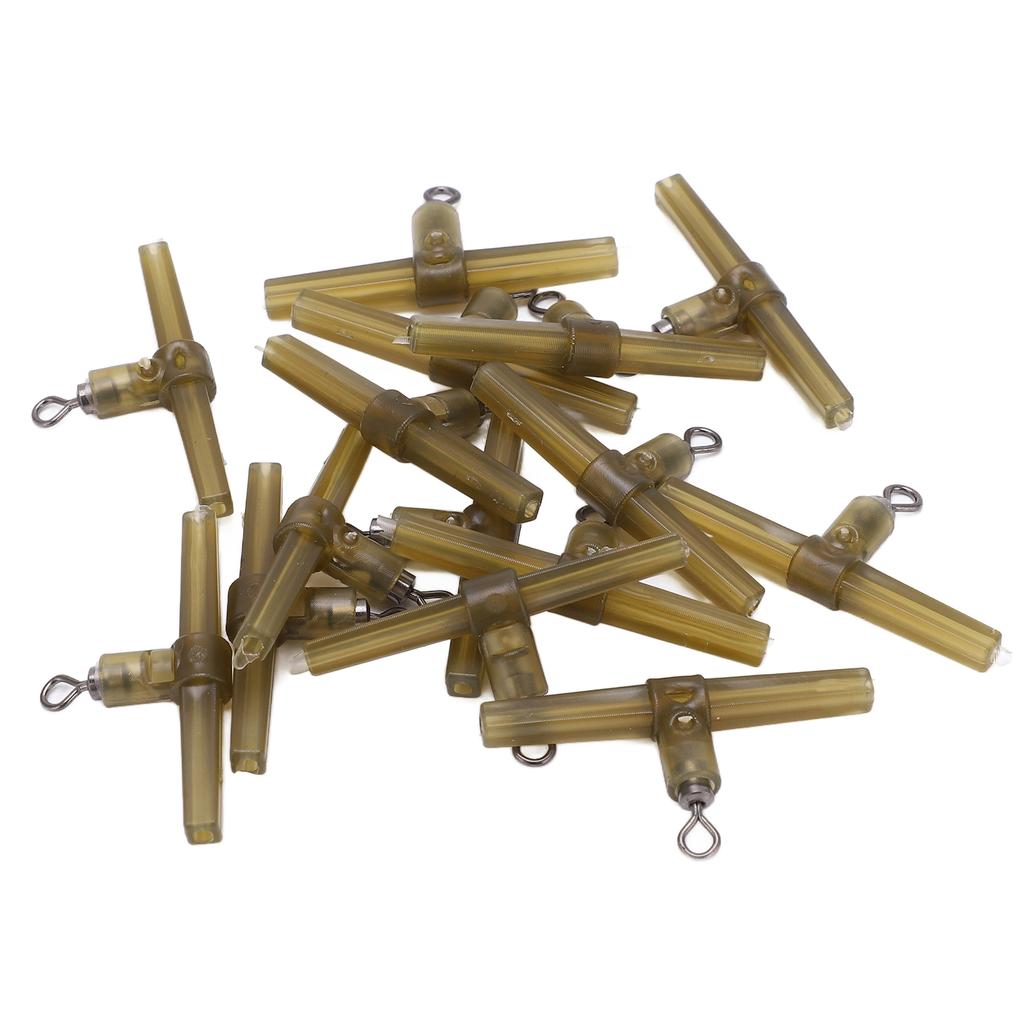 15 Stück Anti-Tangle Sleeves Side Bend mit Wirbel Karpfenhakenvorfach Karpfenangeln Helikopter-Montage