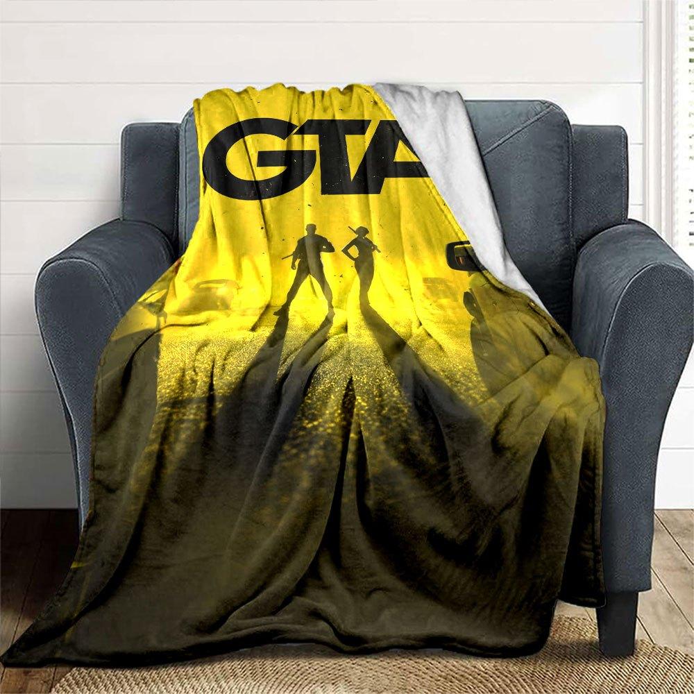 1pc Grand Theft Auto Soft Flannel Blanket with Designer Print - A Cozy Blanket for All Seasons, Perfect for the Couch, Bed, officeB22