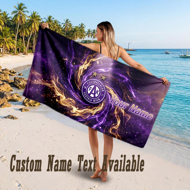 Austria Wien FC Design Beach Towel Custom Text Large Towel for Beach Vacation